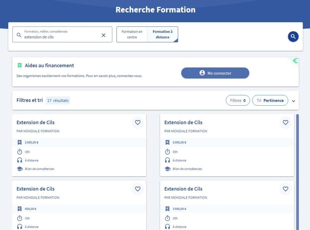 liste formation extension cils CPF